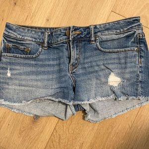 Dark wash denim shorts